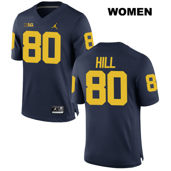 Women's NCAA Michigan Wolverines Khalid Hill #80 Navy Jordan Brand Authentic Stitched Football College Jersey IB25N77AJ